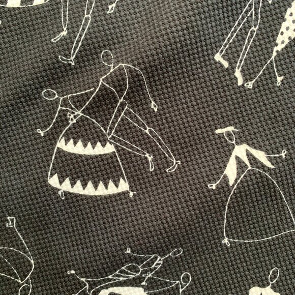 Vintage 70s/80s Mod Black Novelty Print Skirt – French Dancers – Women’s Sz 16 - Picture 5 of 7